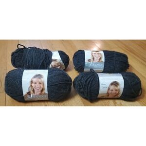 Lot Of 4 Lion Brand Yarn Vannas Choice Yarn Dark Grey Heather Color 404